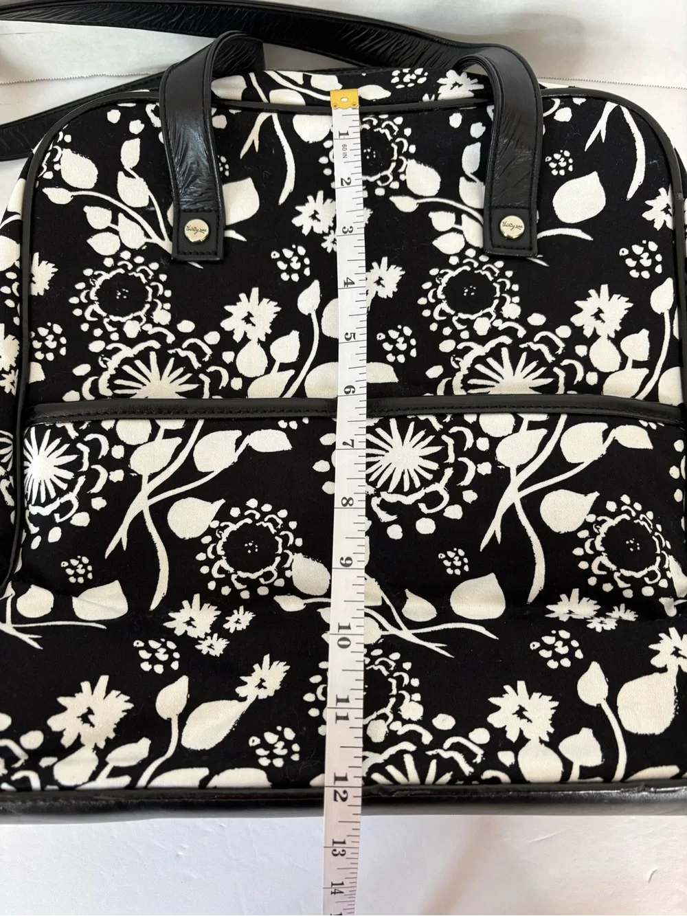 Thirty-One Black and White Floral Organizing Utility Tote